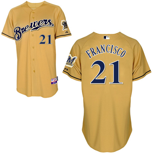 Juan Francisco #21 MLB Jersey-Milwaukee Brewers Men's Authentic Gold Baseball Jersey